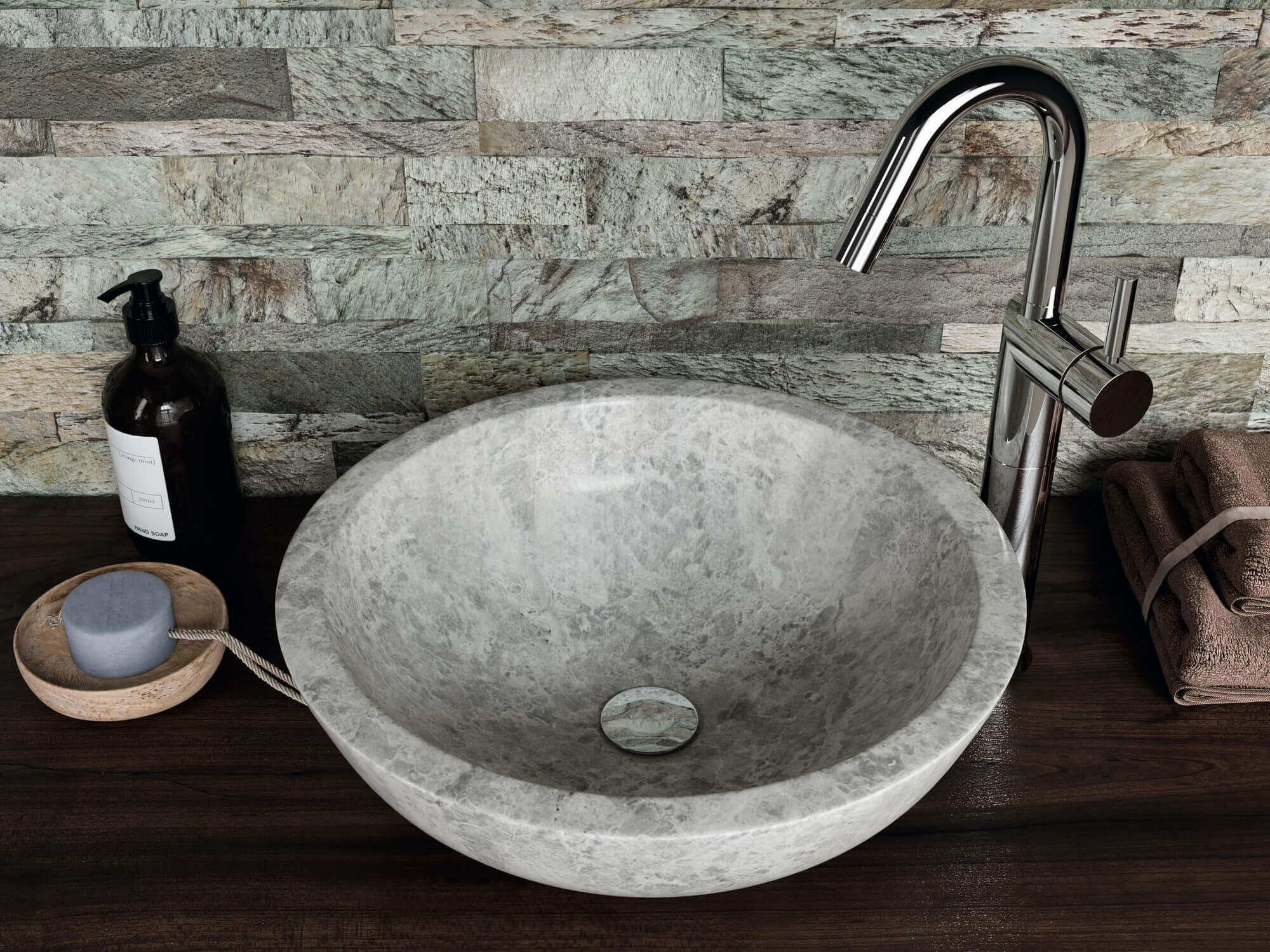 Lavabo RS 32 TUNDRA GREY pared ST 303 - Natural stone sinks