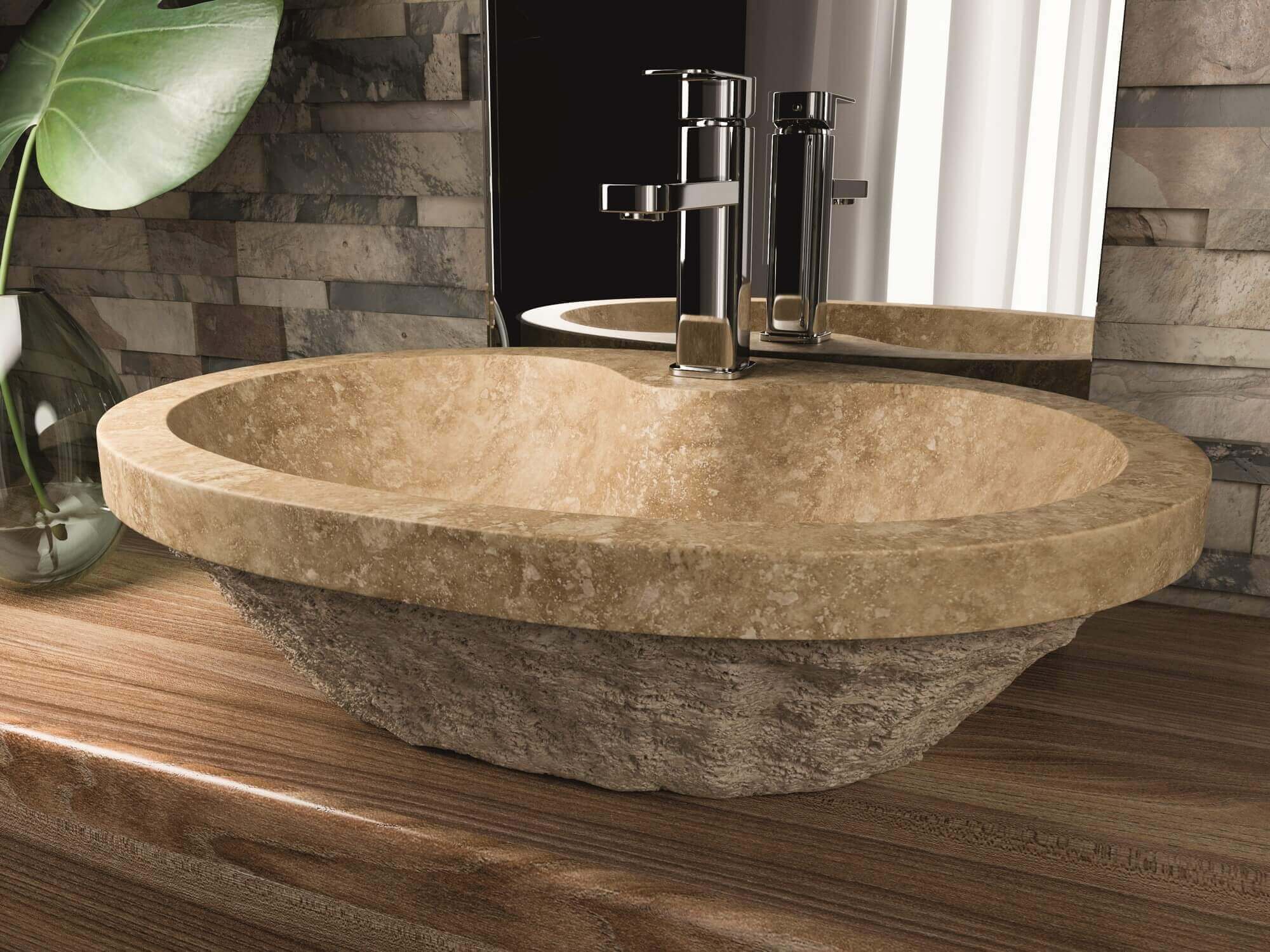 Lavabo RS 47 Travertine pared st 305 - Natural stone sinks