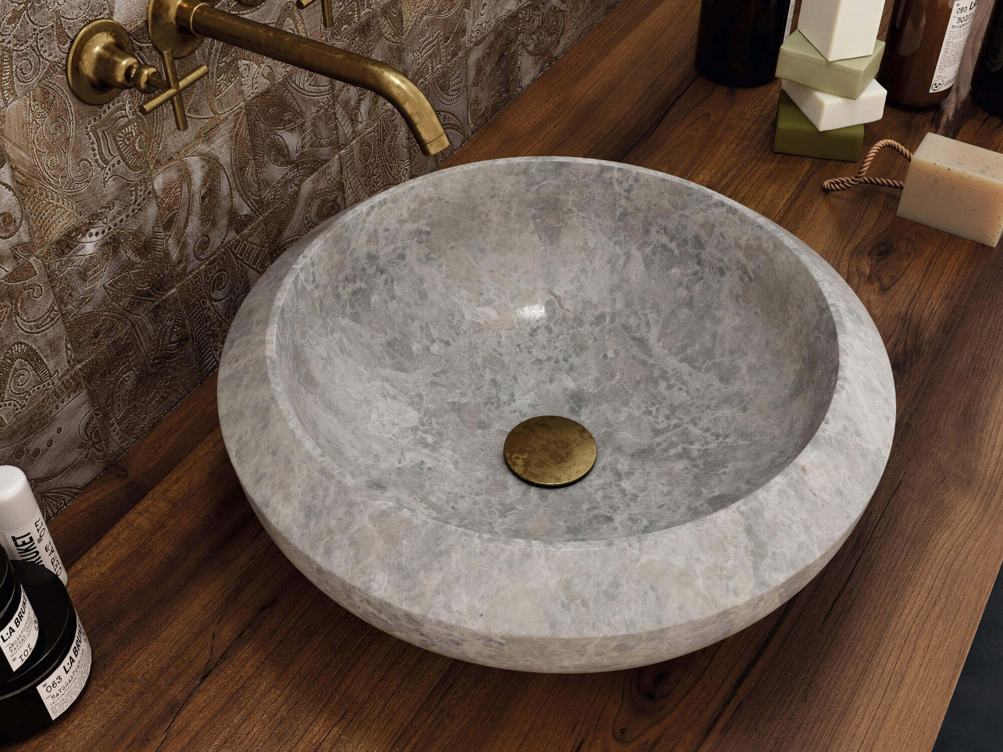 Lavabo rs 48 Tundra Grey pared Trajano - Natural stone sinks