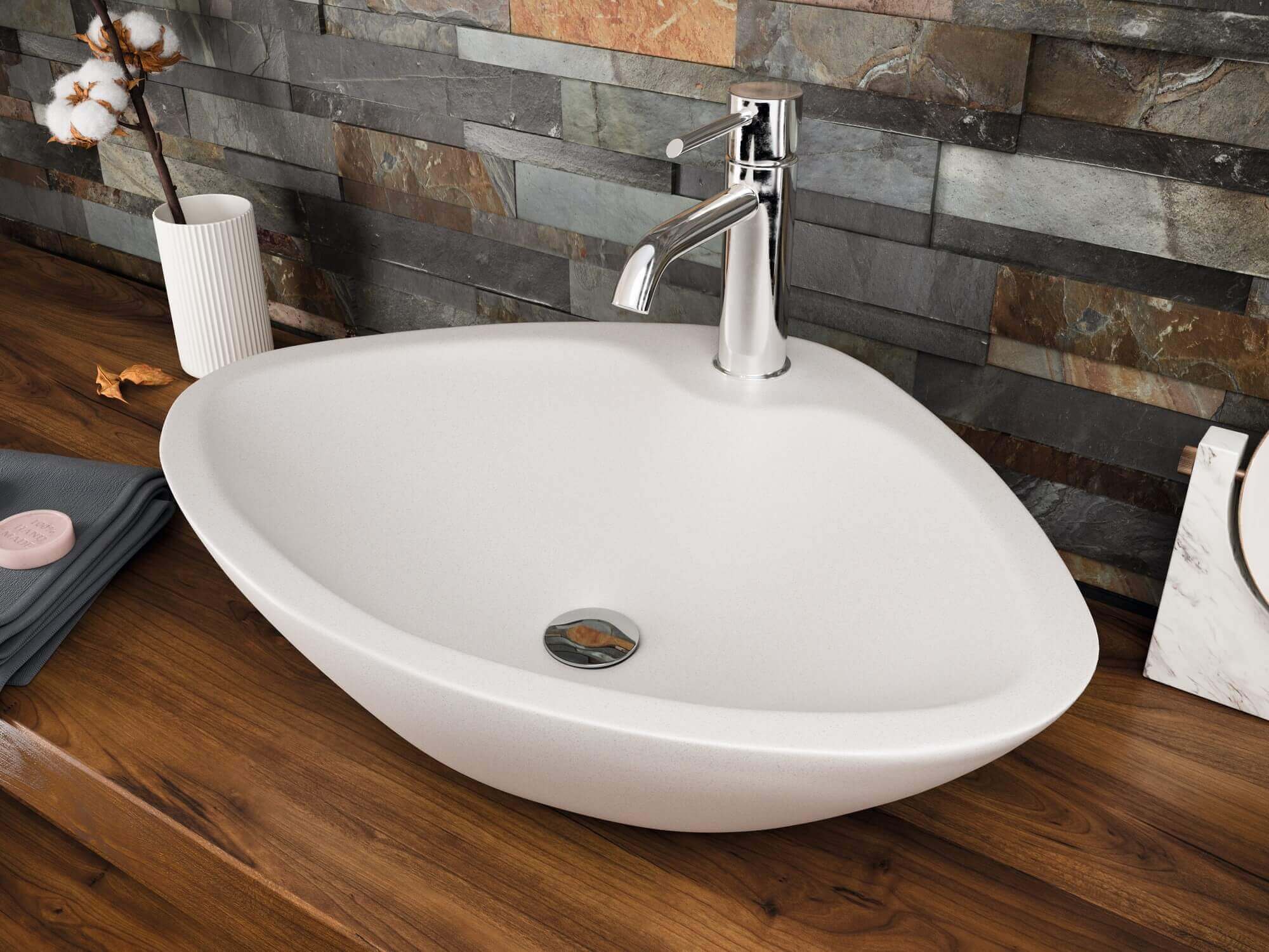 lavabo RS35 Limestone blanco pared st 306 - Natural stone sinks